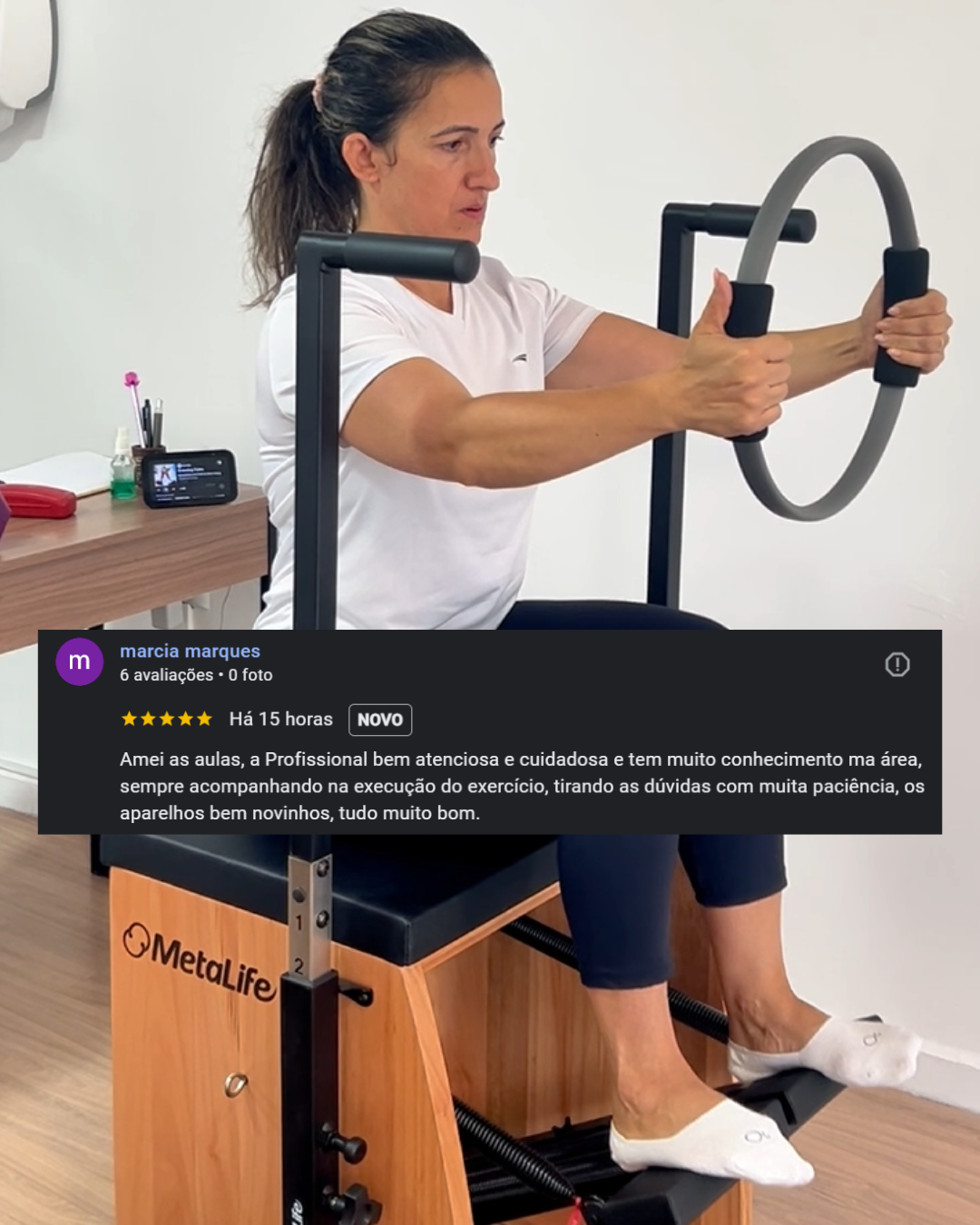 Avaliação de aluna da Movimenttá Pilates em Criciúma